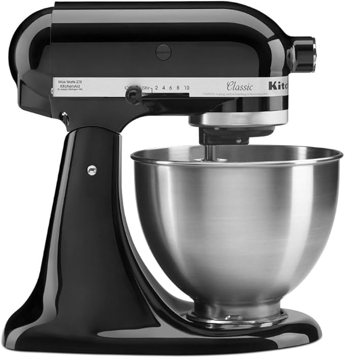 KitchenAid Classic Series 4.5 Quart Tilt-Head Stand Mixer K45SS, Onyx Black 10 Speeds, Durable Metal construction, 59 Touchpoints for Thorough Mixing, Compatible with KitchenAid Attachments