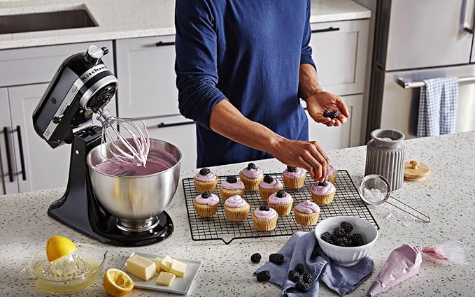KitchenAid Classic Series 4.5 Quart Tilt-Head Stand Mixer K45SS, Onyx Black 10 Speeds, Durable Metal construction, 59 Touchpoints for Thorough Mixing, Compatible with KitchenAid Attachments