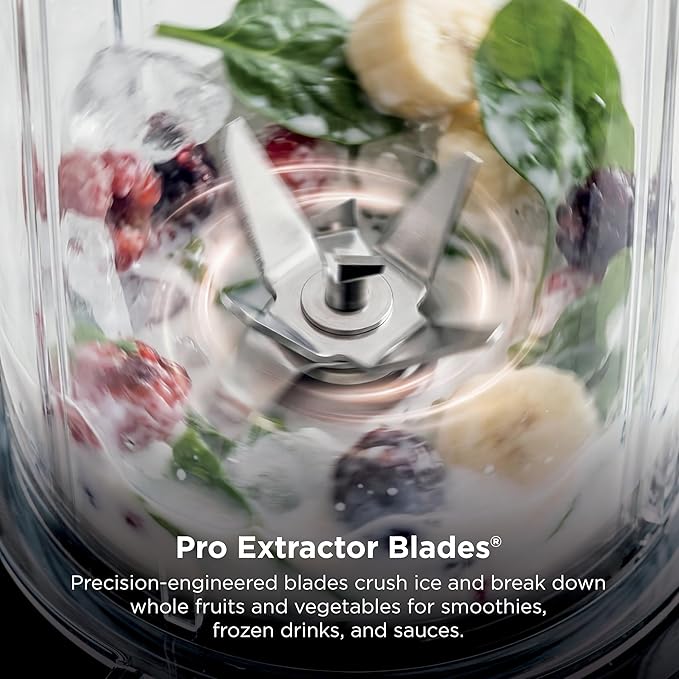 Ninja Nutri-Plus Personal Blender, 900PW, (3) 20oz Cups, Silver, BN301 900-peak-watt push-to-blend motor for smoothies & sauces. (3) 20-oz cups, 2 spout lids & storage lid. Dishwasher safe.